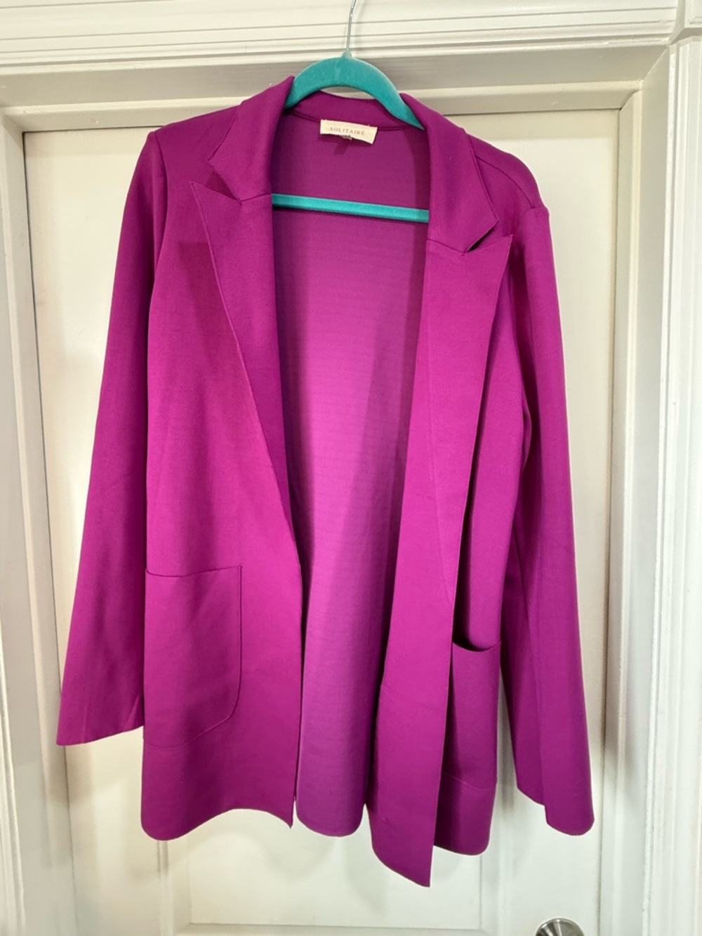 Open-Front Magenta Knit Blazer Jacket - Women NWOT M